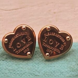 Tiffany & Co. Return To Tiffany LOVE Heart Tag Stud Earrings 18k Rose Gold